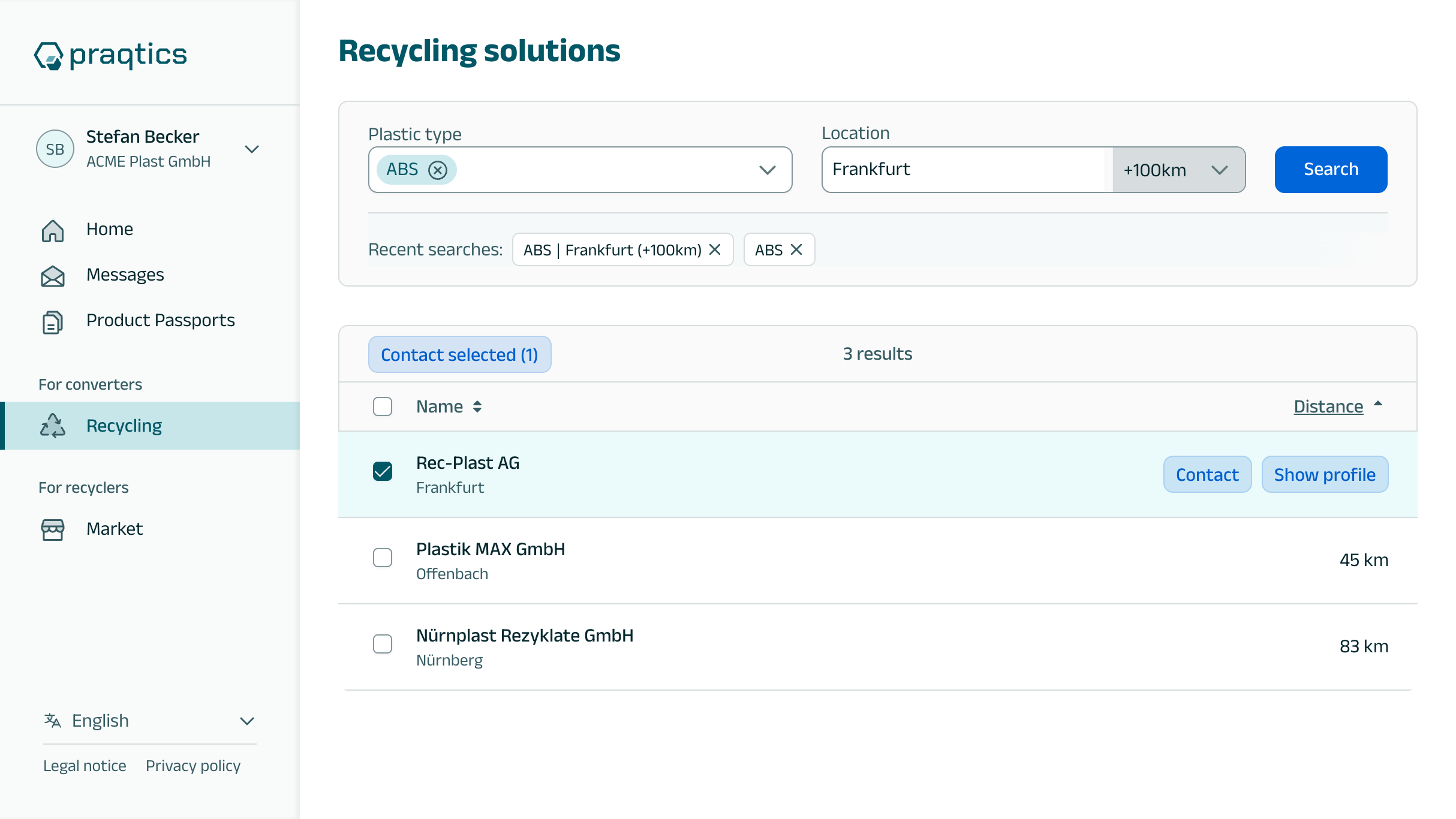 Shows a screenshot of the praqtics UI.